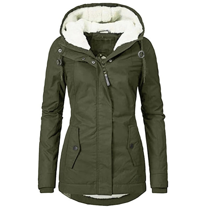 Women's Winter Parka Jacket with Sherpa Lining and Adjustable Hood
