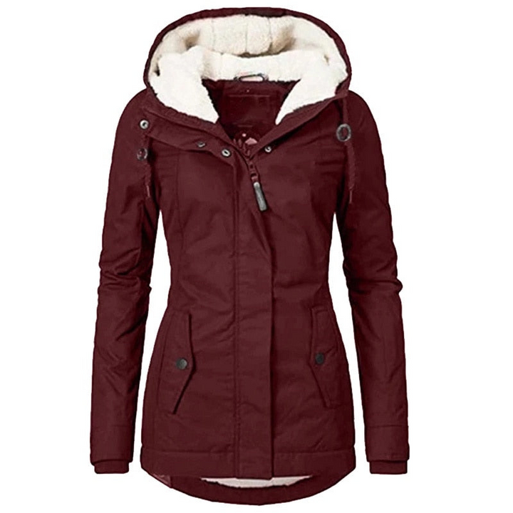 Women's Winter Parka Jacket with Sherpa Lining and Adjustable Hood