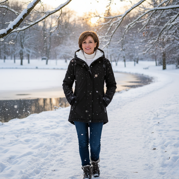 Women's Winter Parka Jacket with Sherpa Lining and Adjustable Hood