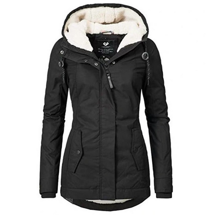 Women's Winter Parka Jacket with Sherpa Lining and Adjustable Hood