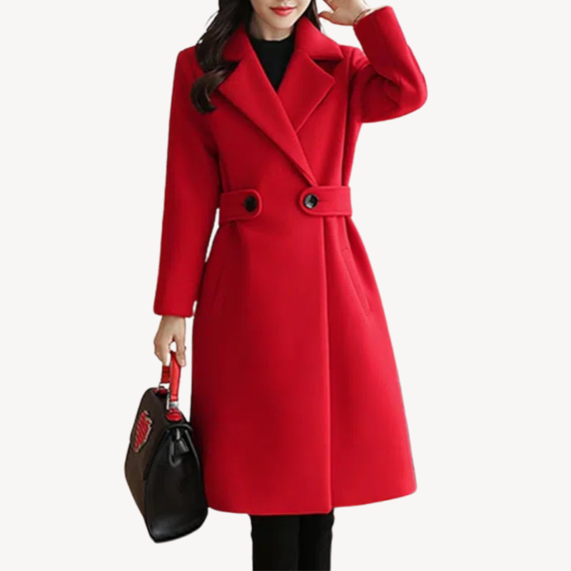 Women's Wool Trench Stylish Winter Coat with Elegant Design