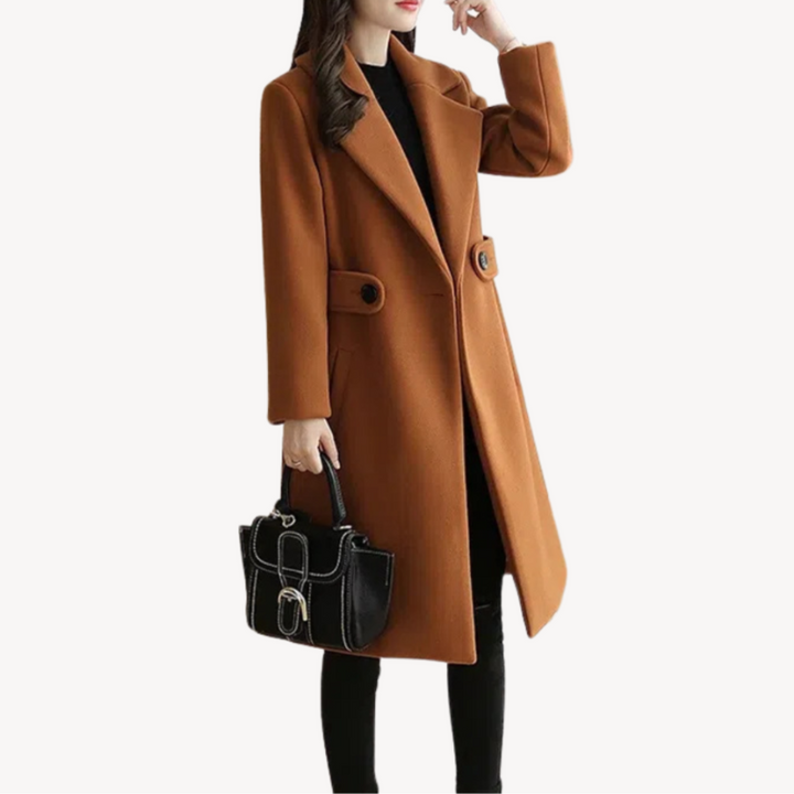 Women's Wool Trench Stylish Winter Coat with Elegant Design
