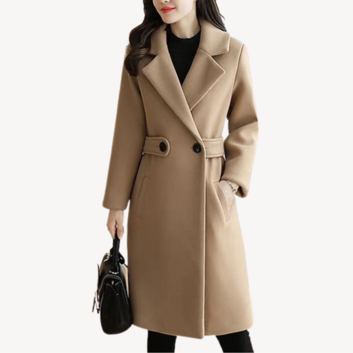 Women's Wool Trench Stylish Winter Coat with Elegant Design
