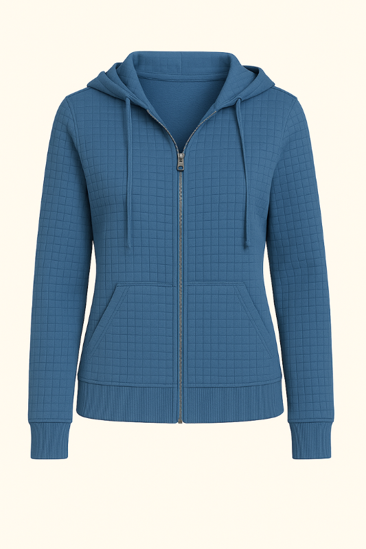 Women's Zip-Up Hoodie Jacket Waffle Knit