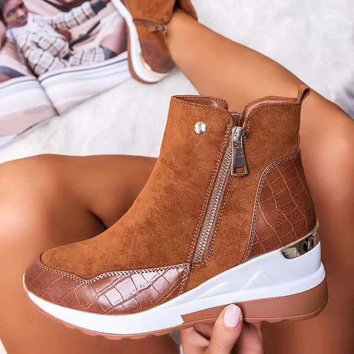 Women's Ankle Boots – Wedge Heel with Anti-Slip Sole