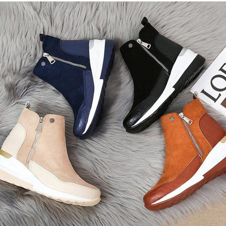 Women's Ankle Boots – Wedge Heel with Anti-Slip Sole