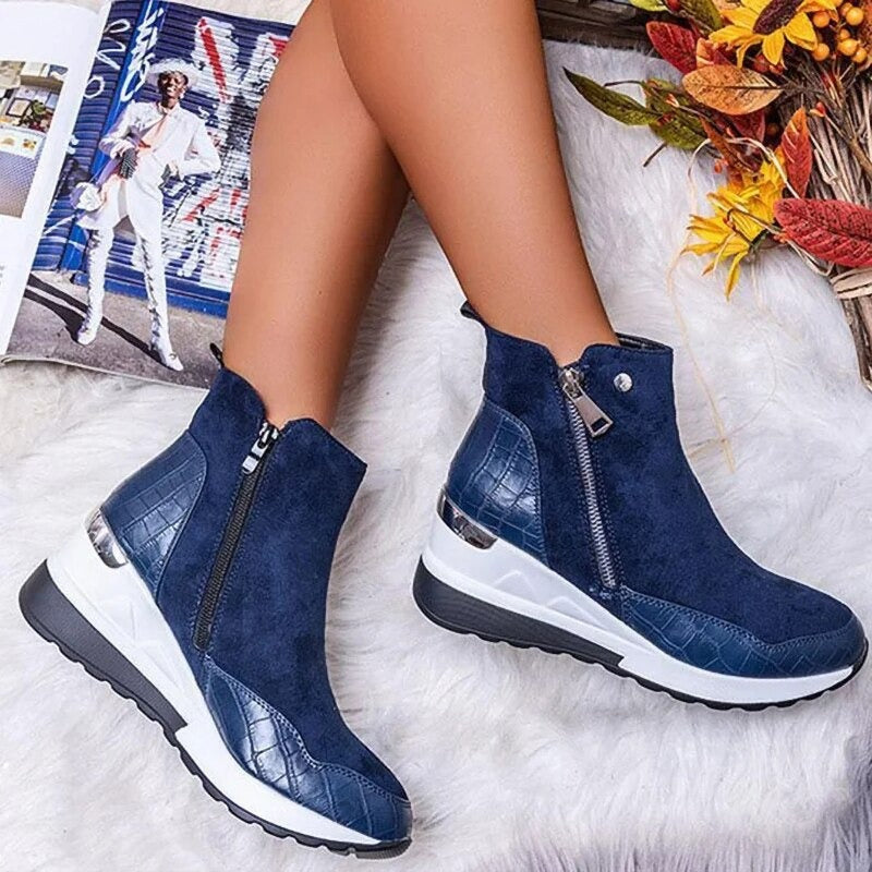 Women's Ankle Boots – Wedge Heel with Anti-Slip Sole