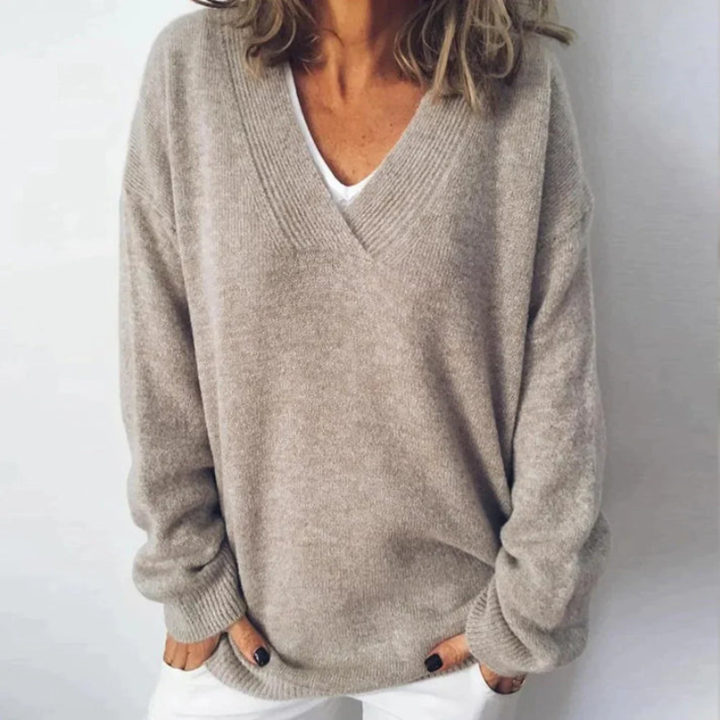 Women's Cashmere V-Neck Sweater - Classic Jumper