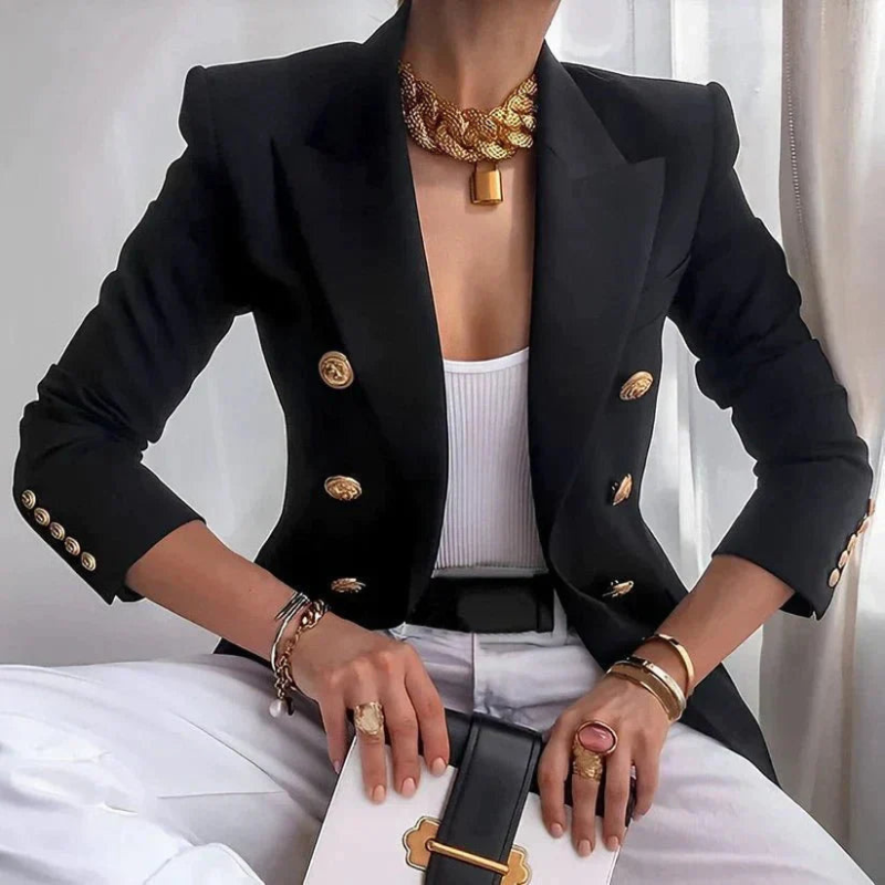 Women's Double-Breasted Blazer Stylish for Professional or Casual Wear 0