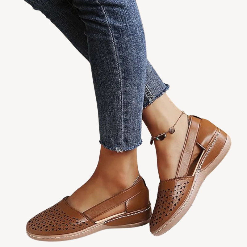 Women's Flat Slip-On Summer Sandals - Cutout Design 0