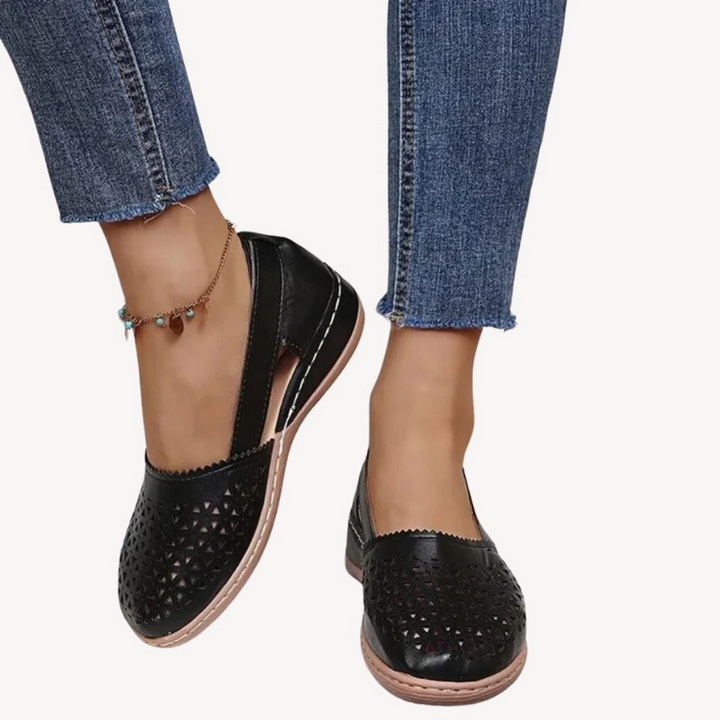 Women's Flat Slip-On Summer Sandals - Cutout Design 1
