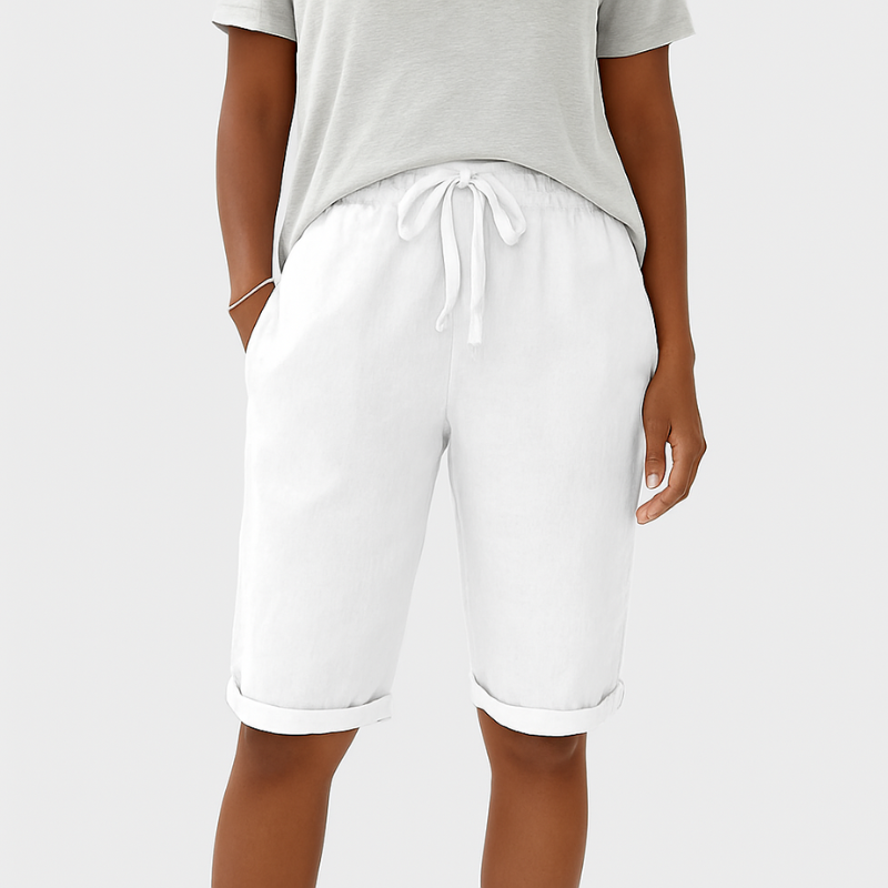 Women’s Knee-Length Shorts with Drawstring Waist & Pockets
