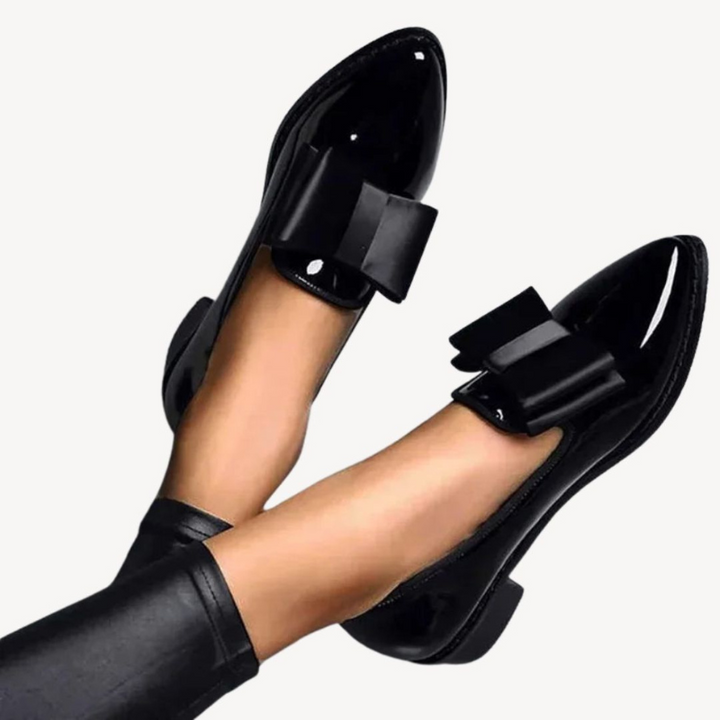 Women's Loafers with Bow Detail - Stylish Patent Leather Slip-On Shoes for Elegant Style 3