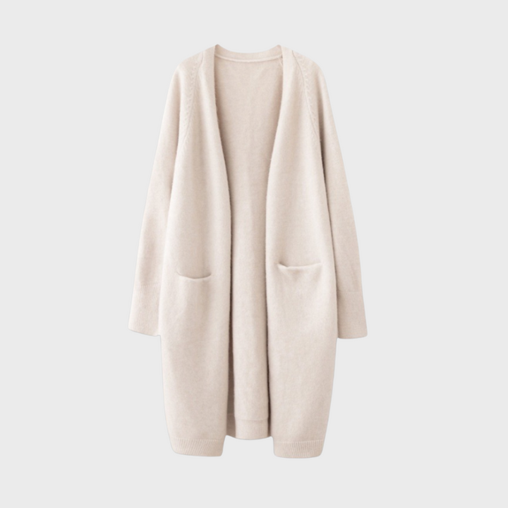 Women's Long Cardigan Sweater - Open Front Design for Elegant Layering
