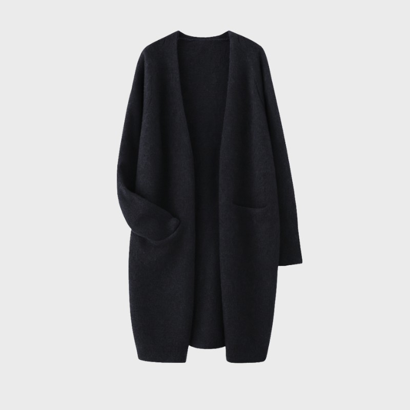 Women's Long Cardigan Sweater - Open Front Design for Elegant Layering