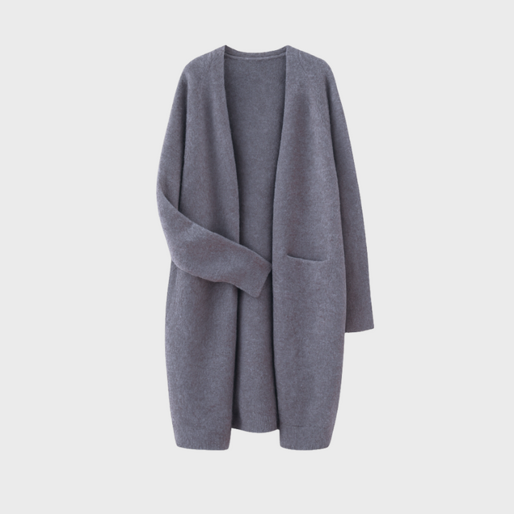 Women's Long Cardigan Sweater - Open Front Design for Elegant Layering