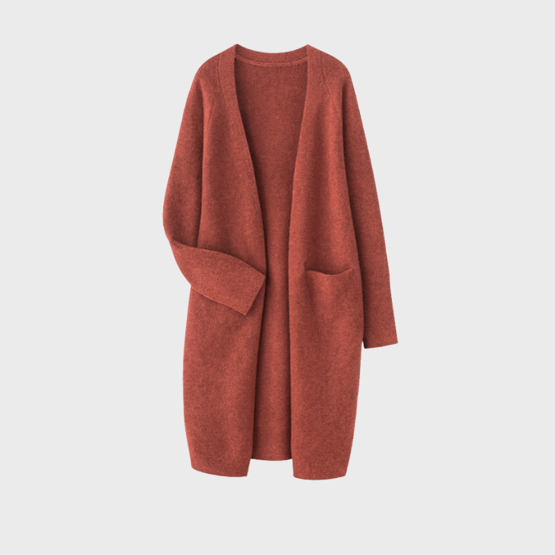 Women's Long Cardigan Sweater - Open Front Design for Elegant Layering