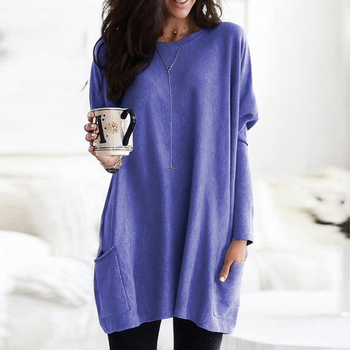 Women's Long Sleeve Oversized Tunic Sweater for Casual Wear