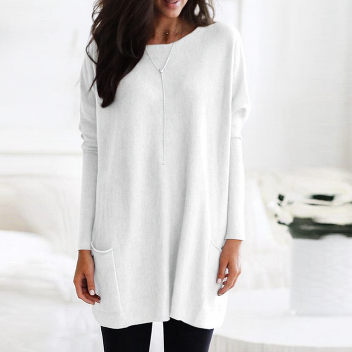 Women's Long Sleeve Oversized Tunic Sweater for Casual Wear