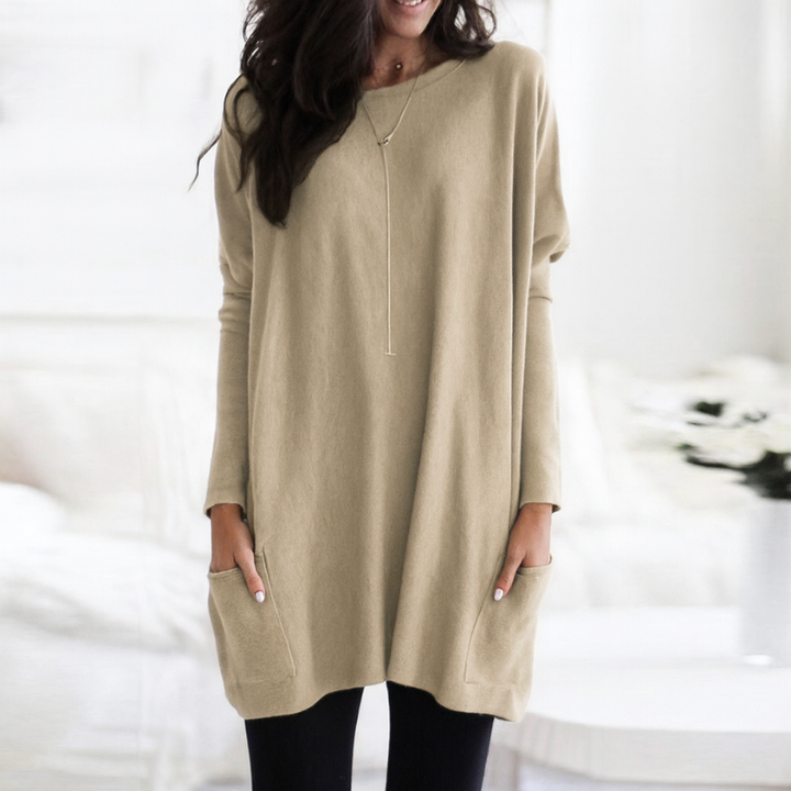 Women's Long Sleeve Oversized Tunic Sweater for Casual Wear