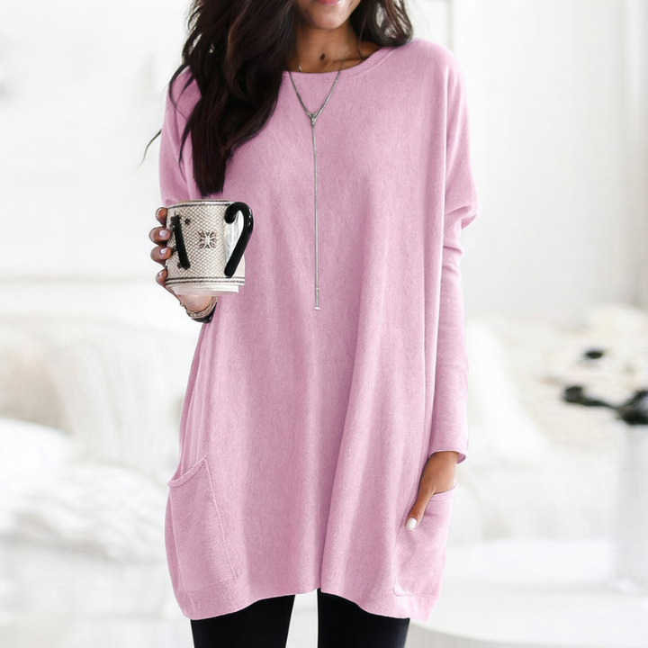 Women's Long Sleeve Oversized Tunic Sweater for Casual Wear
