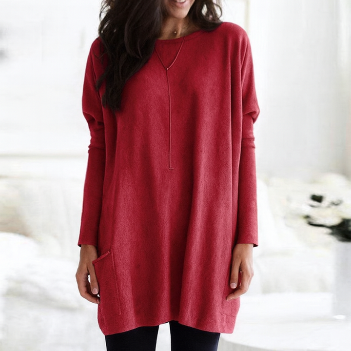 Women's Long Sleeve Oversized Tunic Sweater for Casual Wear