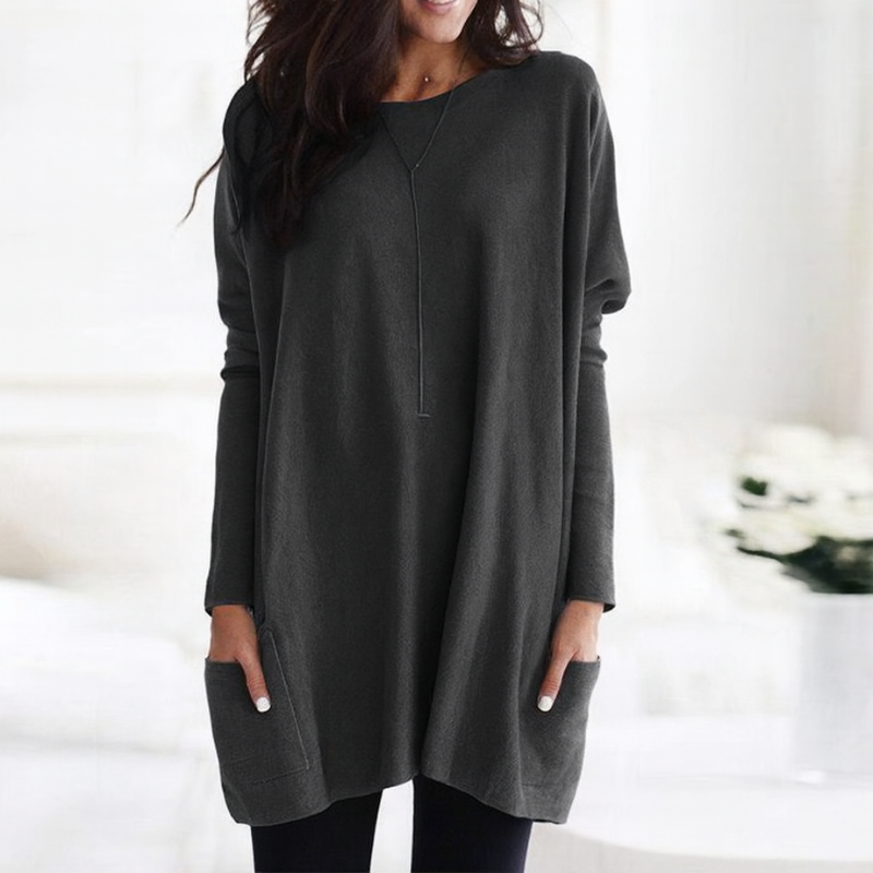 Women's Long Sleeve Oversized Tunic Sweater for Casual Wear