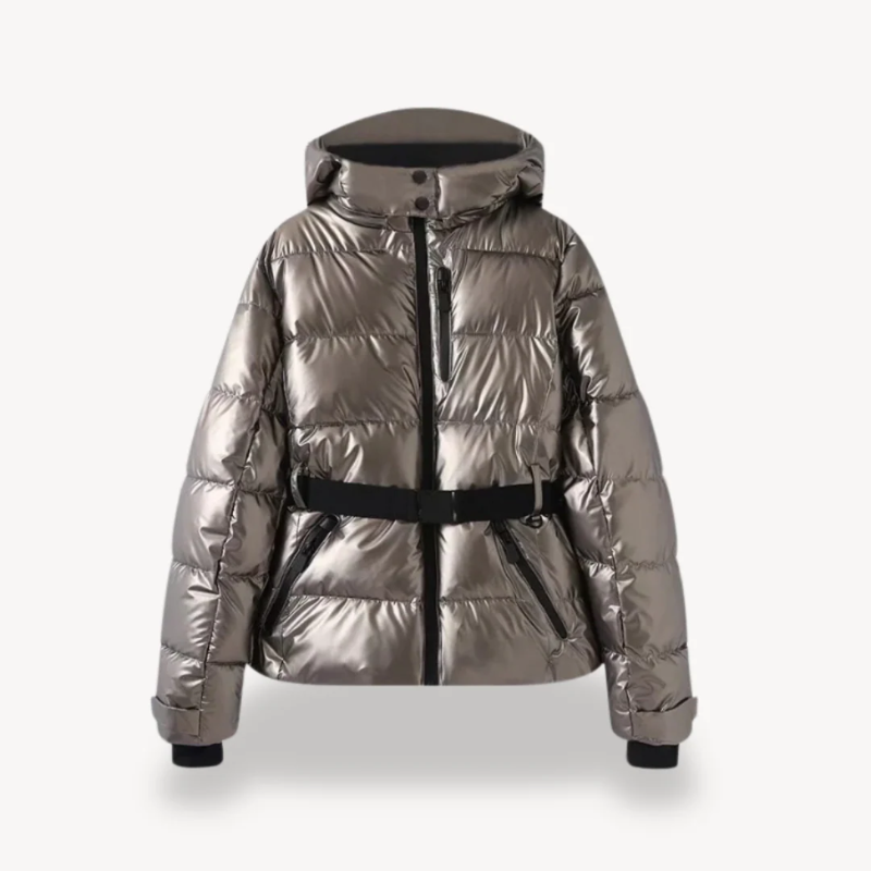 Women's Puffer Jacket - Belted, Water-Resistant Insulated Winter Coat