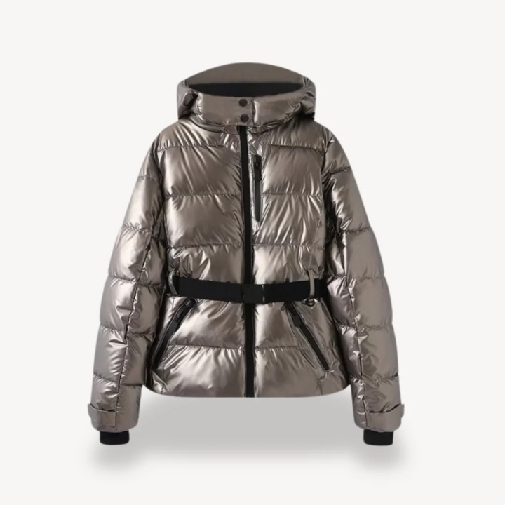 Women's Puffer Jacket - Belted, Water-Resistant Insulated Winter Coat