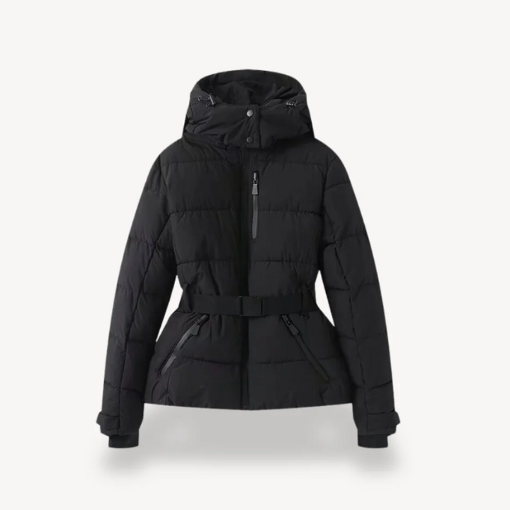 Women's Puffer Jacket - Belted, Water-Resistant Insulated Winter Coat