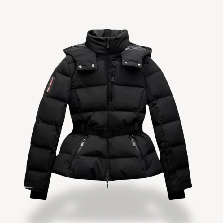 Women's Puffer Jacket - Belted, Water-Resistant Insulated Winter Coat