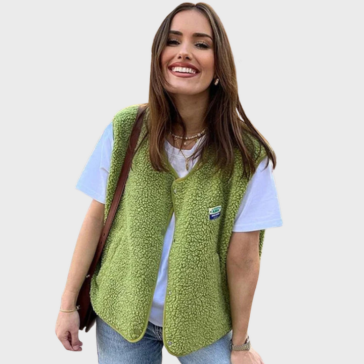 Women's Sleeveless Fleece Vest - Casual Layering Style