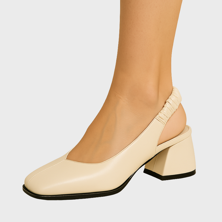 Women's Square Toe Sandals with Pleated Elastic Back for Modern Elegance