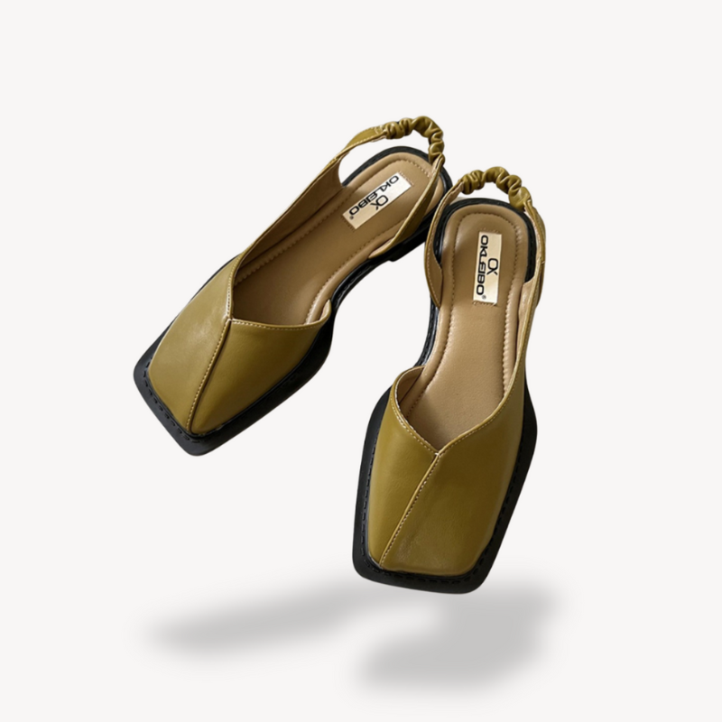 Women's Square Toe Sandals with Pleated Elastic Back for Modern Elegance 2