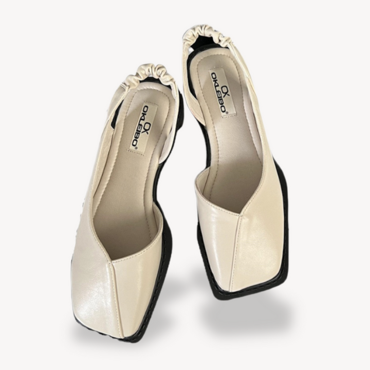 Women's Square Toe Sandals with Pleated Elastic Back for Modern Elegance 6