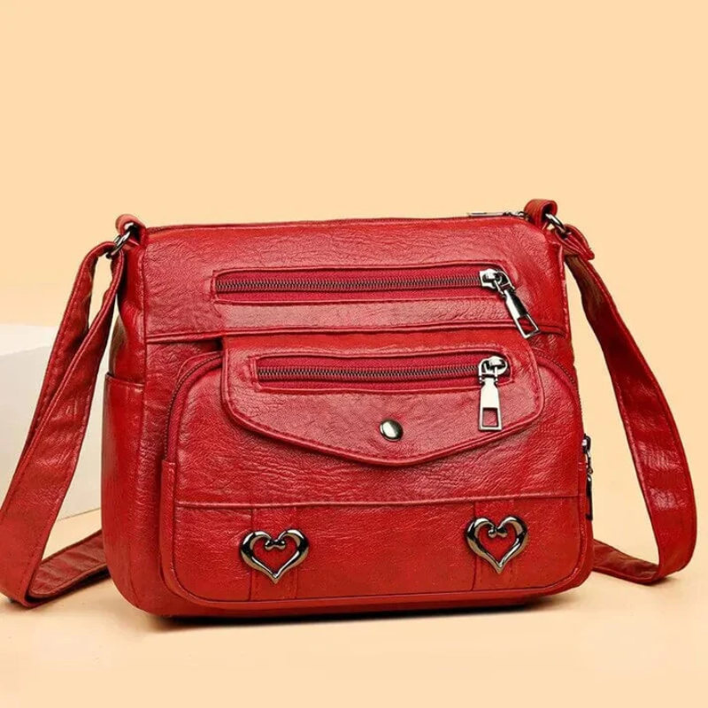 Women's Vintage Leather Shoulder Bag - 'Love' Crossbody