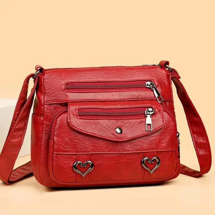 Women's Vintage Leather Shoulder Bag - 'Love' Crossbody