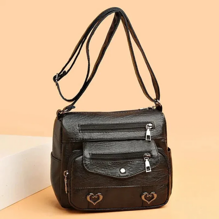 Women's Vintage Leather Shoulder Bag - 'Love' Crossbody