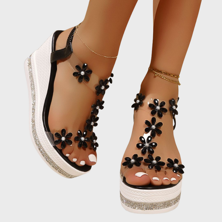 Women's Wedge Summer Sandals with Floral Accents for Style
