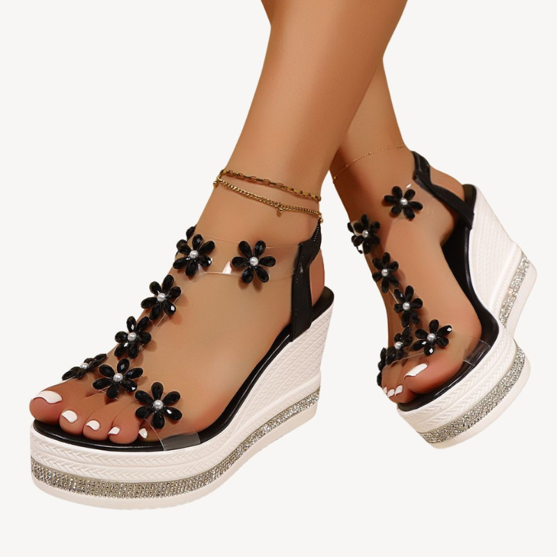 Women's Wedge Summer Sandals with Floral Accents for Style 0