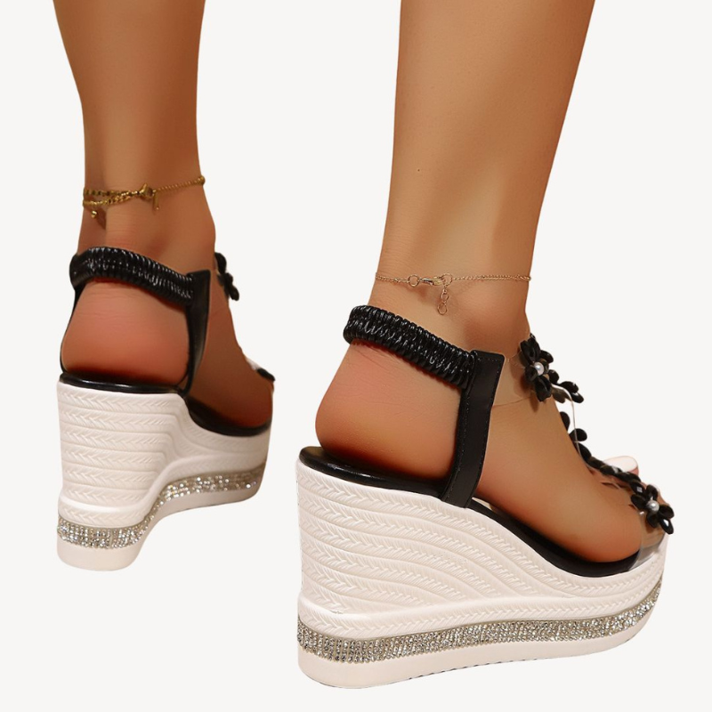 Women's Wedge Summer Sandals with Floral Accents for Style 8