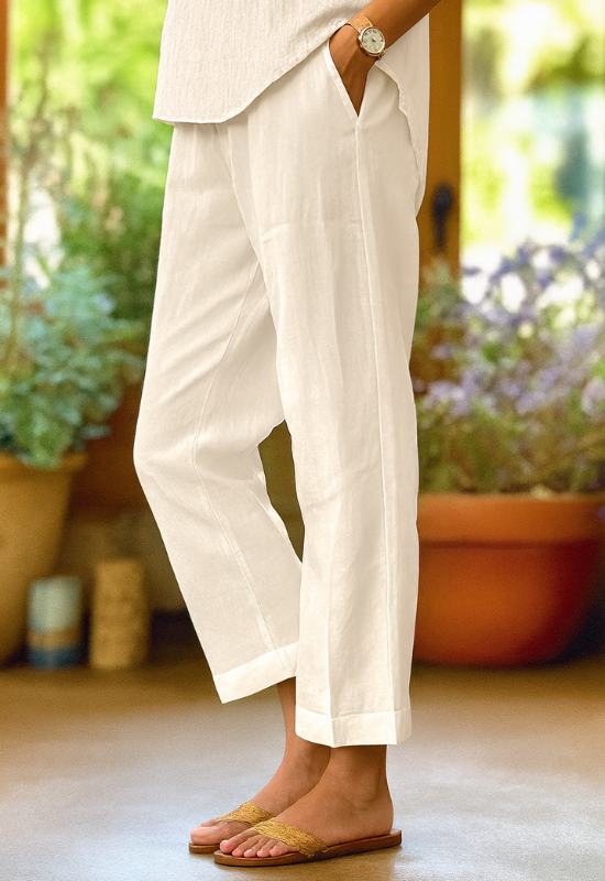 Women's Wide Leg Linen Trousers