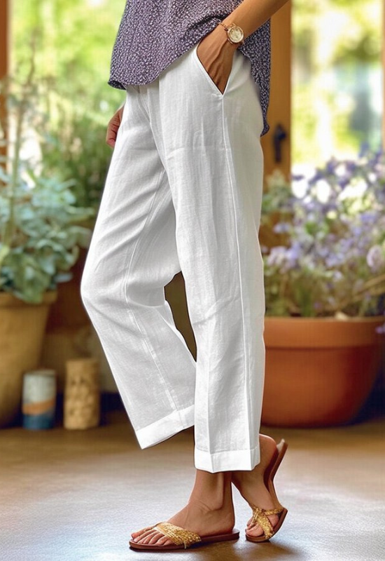 Women's Wide Leg Linen Trousers