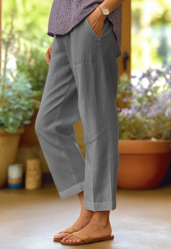 Women's Wide Leg Linen Trousers
