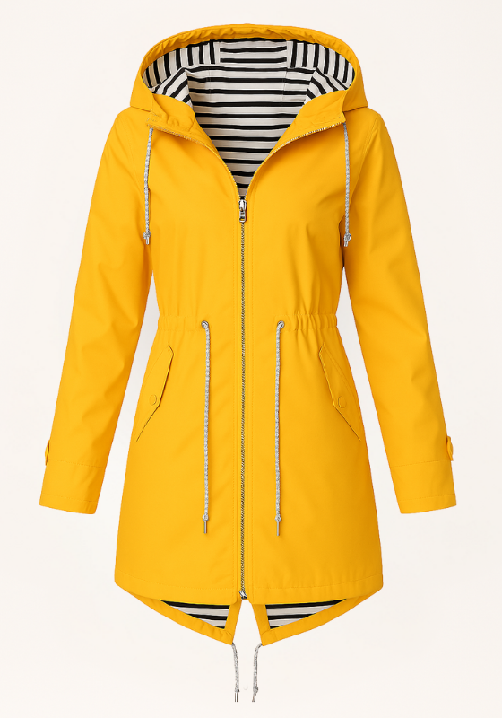 Yellow Women's Adjustable Fit Waterproof Rain Jacket 