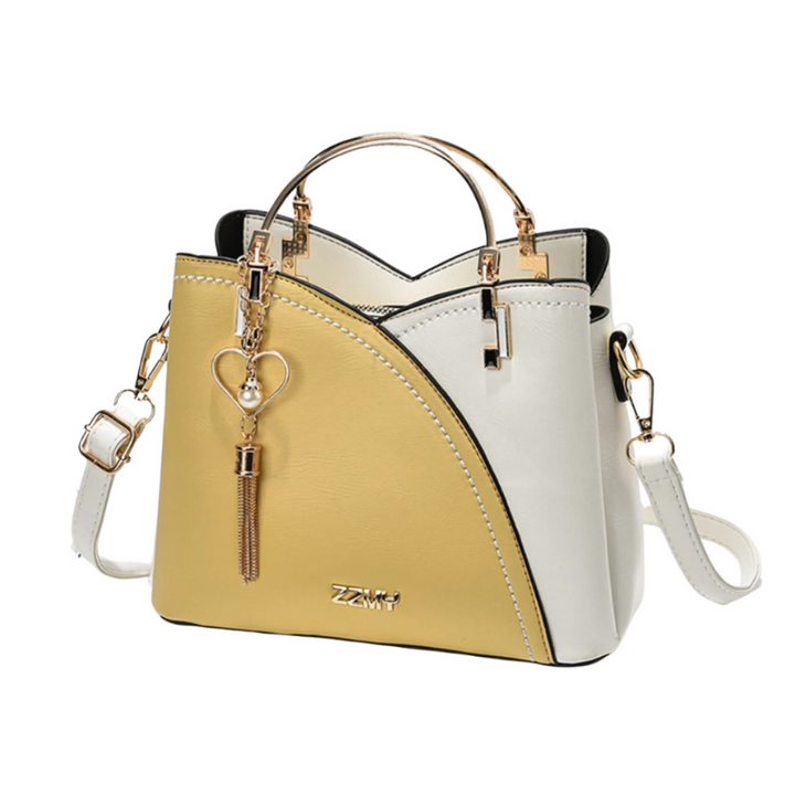Yellow Women’s Structured Patchwork-Design Handbag
