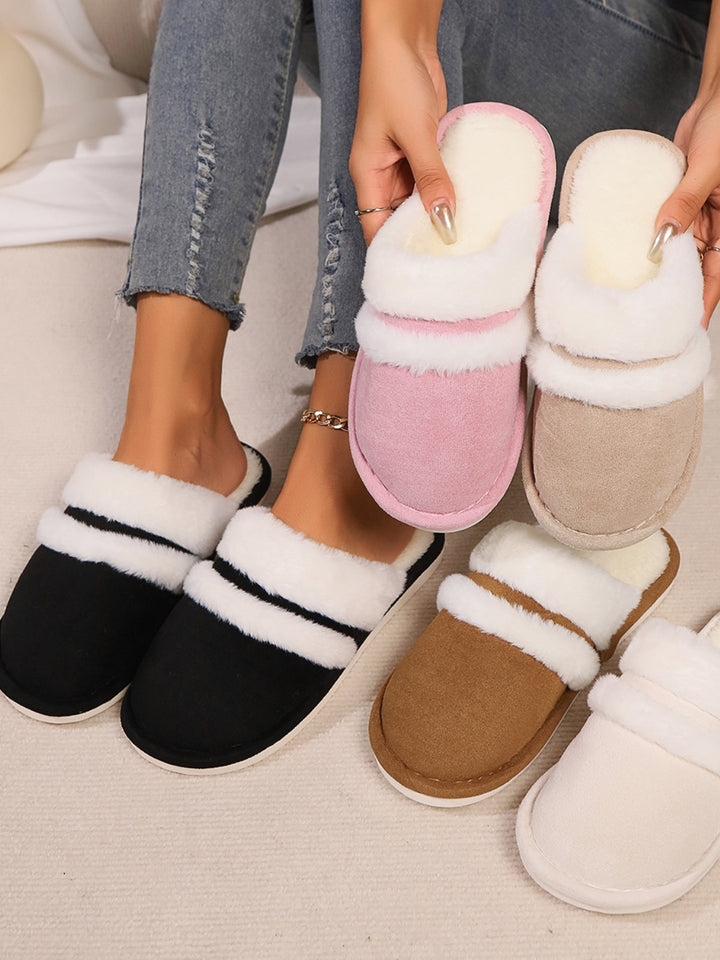 Isabelle | Women's Contrast Faux Fur Round Toe Slippers