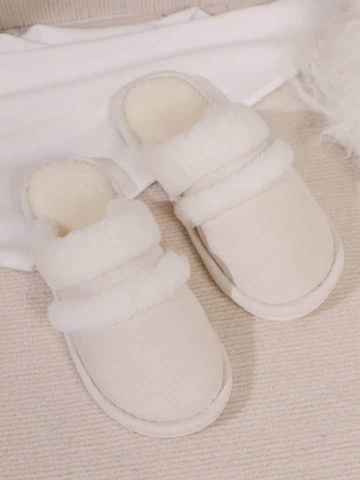 Isabelle | Women's Contrast Faux Fur Round Toe Slippers