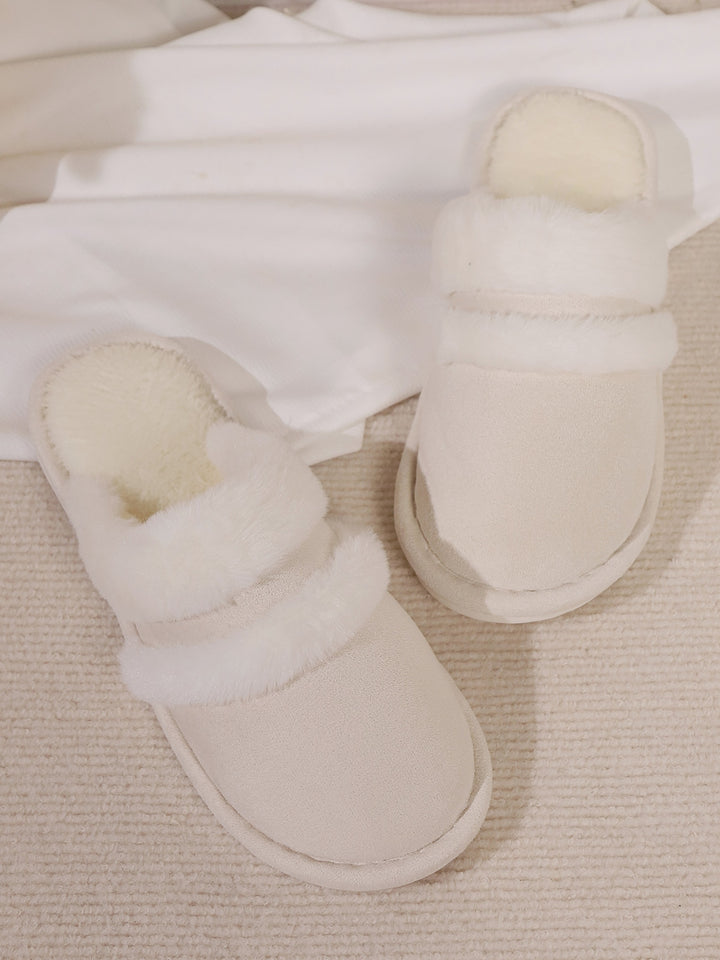 Isabelle | Women's Contrast Faux Fur Round Toe Slippers