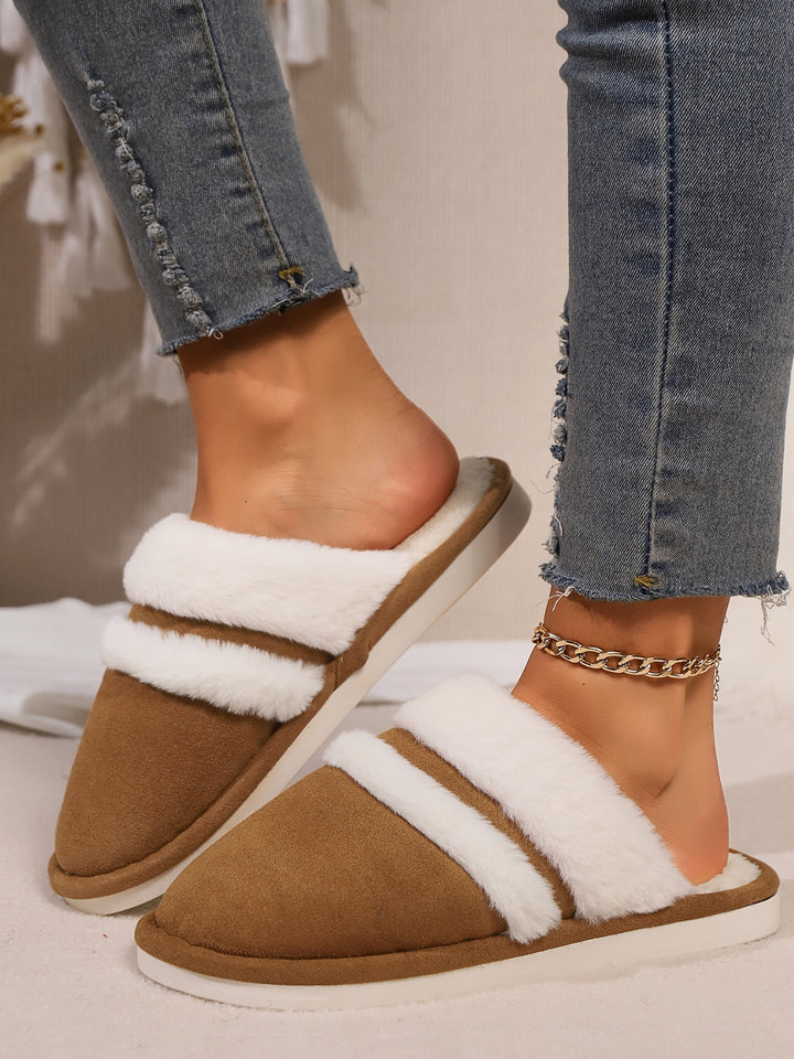 Isabelle | Women's Contrast Faux Fur Round Toe Slippers